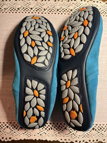 Ciabatta da ballo donna Acorn in pelle blu turchese con suola in gomma taglia 7 - Foto 3 di 3
