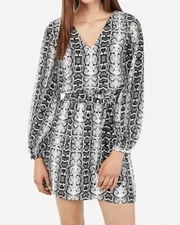 Express Women's Chiffon Snakeskin Print Balloon Sleeve Mini Dress Small