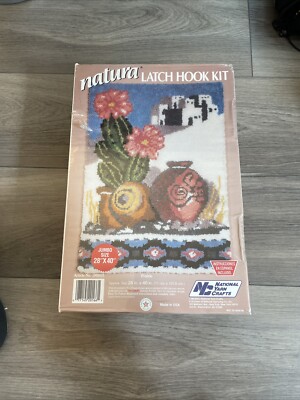 Vintage Brand New Natura Jumbo Latch Hook Kit Southwestern Prairie Cactus FS