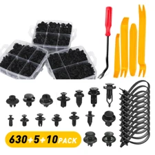 630pcs Car Plastic Rivets Hole Dia Fastener Fender Bumper Push Clips Clip +15pc