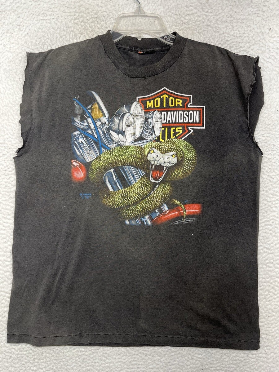 Vintage Harley Davidson 3D Emblem Shirt Mens Large Black 1990