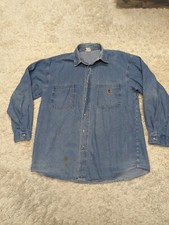 Vintage '90s Tommy Hilfiger USA Made Denim Shirt 2XL Paint And Stains...