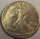 1942 walking liberty half dollar au