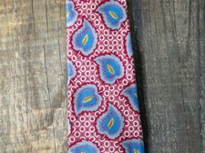 LIBERTY OF LONDON Italian Silk Neck Tie. Red/Blue/Yellow 56.5" X 3.5" USA Made