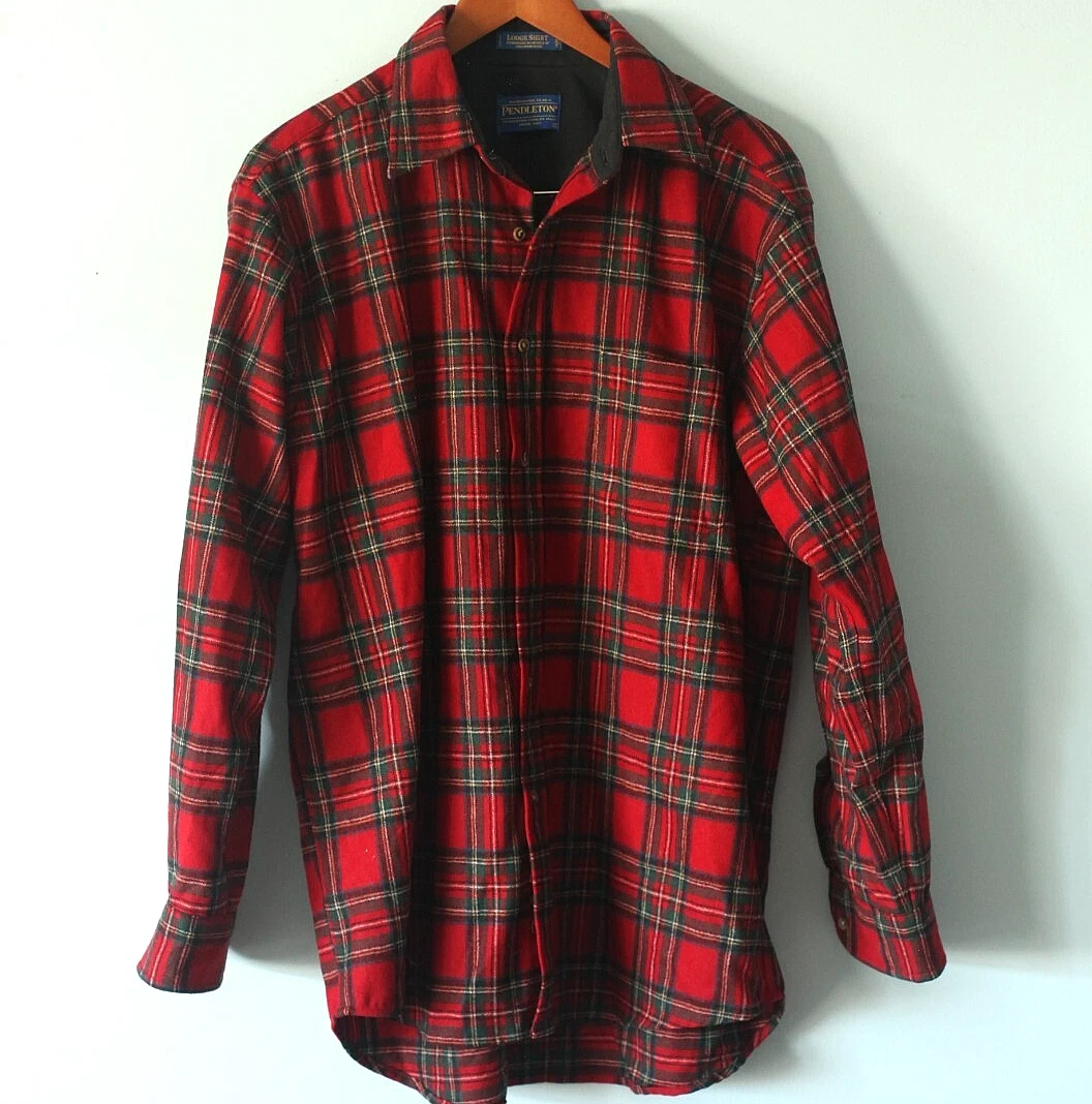 VTG Pendleton Lodge Shirt Wool Flannel Red Plaid SZ Large Lined Sleeve USA
Opens in a new window or
