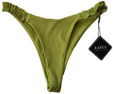 ZAFUL Olive Green High Leg Fine Ribbed Bikini Swim Bottom 6  NEW 