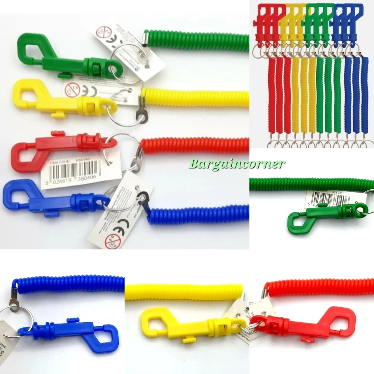 Keyring Spiral Retractable Stretchy Keychain Carabiner Hook Chain Key Holder 1Pc