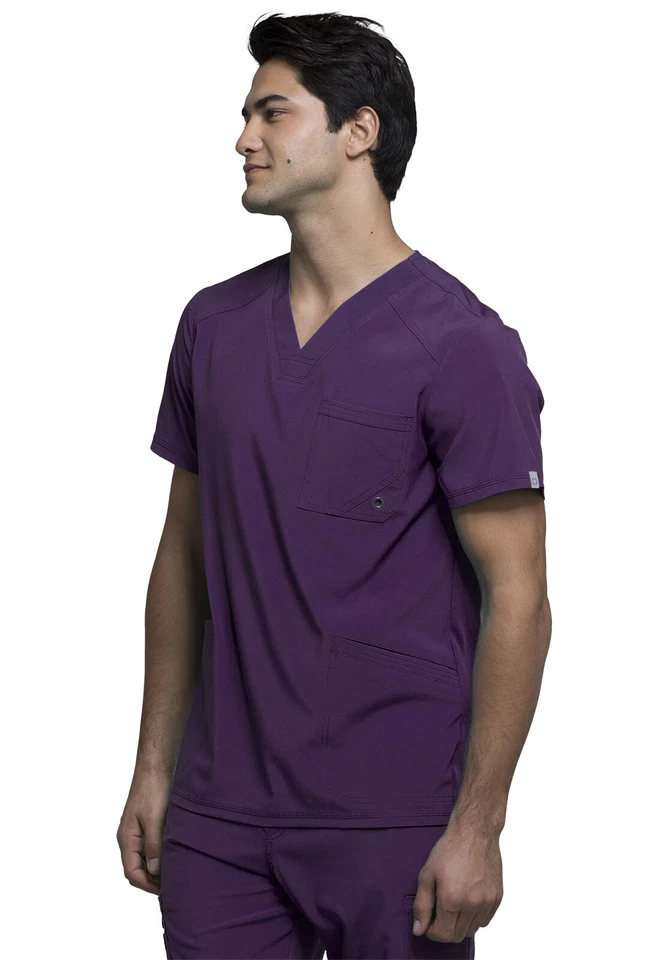 Cherokee Scrubs Infinity Men V Neck Top CK900A EGG Eggplant Free Ship - Image 3 of 4