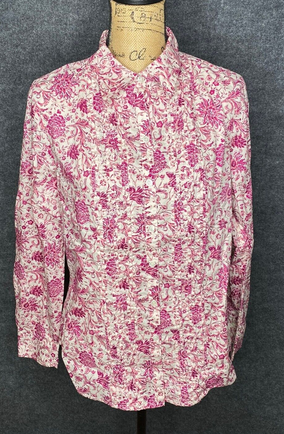 Charter Club Shirt Size 12 Women's Ladies Casual Button Down Purple Floral