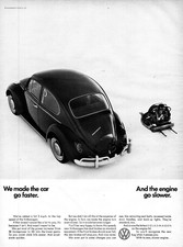 1966 Volkswagen Beetle Vintage Print Ad We Made The Car Go Faster