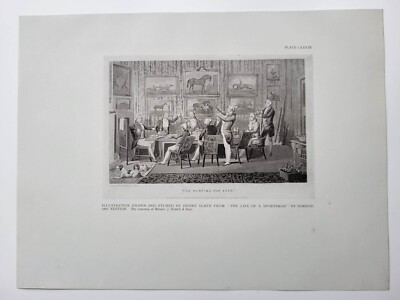 Alter antiker Vintage Druck 1924 Das Leben eines Sportlers 1842 Fuchsjagd für immer