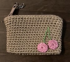 Cute Coin Purse, Woven or Stitched, Zipper and Key Chain, Ex, Poss. Handmade