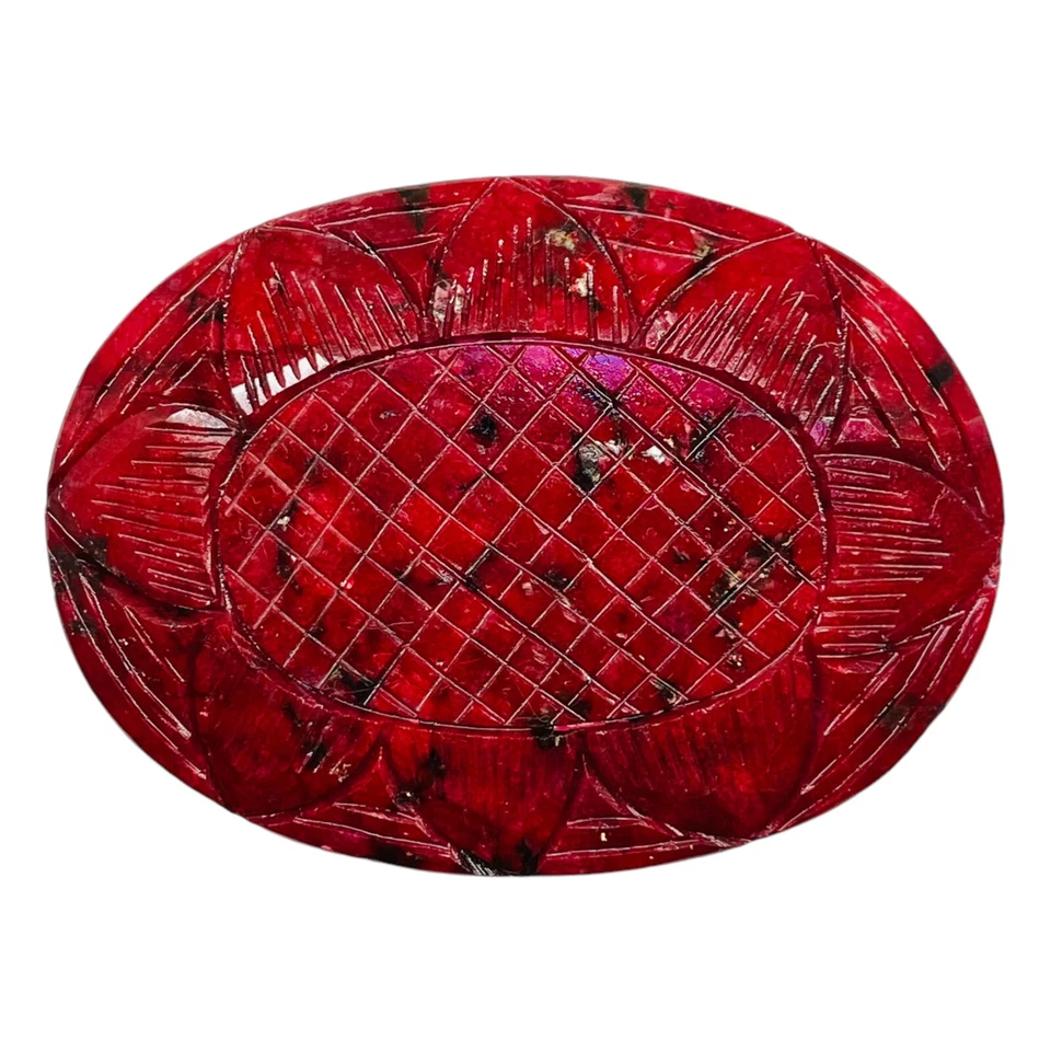 Pedra preciosa rara enorme tamanho museu rubi esculpido natural certificado 1483,7 cts 79x57mm - Imagem 3 de 4