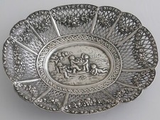 SCHALE-BROTSCHALE-OBSTSCHALE SILBER 800 ER PUTTIDEKOR
