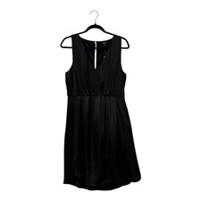 NWT Madewell Nightout Black Classic Dress Silky Satin Midi Dress 6 Quiet Luxury