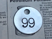 Number 99 Tag Aluminum Metal Numbered Keychain Stamped Token Fob Check