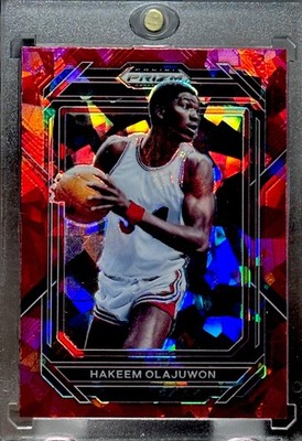 Hakeem Olajuwon RARE RED ICE REFRACTOR HOLO INVESTMENT CARD ROCKETS MINT