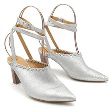 Sundance Jacinda Shoes Metallic Silver Ankle Wrap Heels Women  s Size 36  US 6