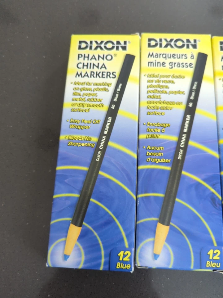 Dixon Phano Peel-Off China Marker Pencils Blue And White -  30 Total M5 - Image 2 of 4