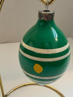 Vintage WWII Era Unsilvered Painted Glass Christmas Tear Drop Ornament