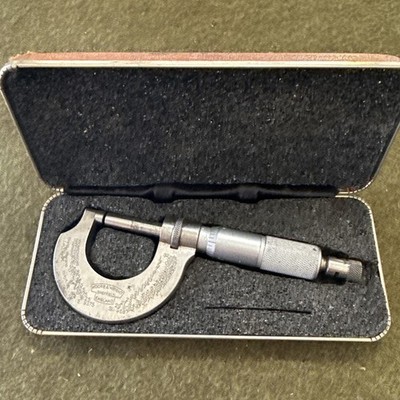 English Made Moore & Wright 0-1'' Micrometer w/ Case Vintage