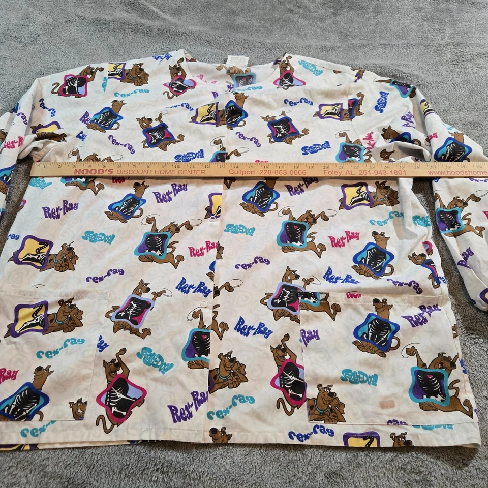 Cartoon Network Scooby Doo Wear RU? White Scrub Jacket Top Adult XL X-Rays - Image 3 of 4