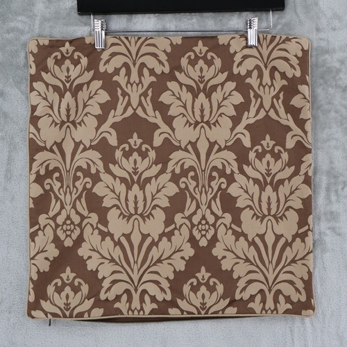 Restoration Hardware Damask Pillow Covers 2 Silk Cotton 18.5x18.5 Damask Brown