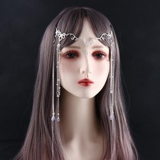 Rhinestone Tassel Head Chain Headwear Shinning Crystal Forehead Headband Wedd...