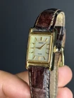 Vintage SEIKO SOLAR Tank V115-0BD0 Gold Dial Woman's Watch JAPAN 24 Working
