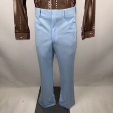 Vtg 60s 70s Sears Pants Mens 36 32 Flare Leg Leisure Suit Disco Blue Polyester