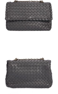 Bottega Veneta Intrecciato Grey Calfskin Leather 