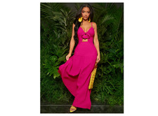 NEW Women's SHEIN Fuchsia Pink Sleeveless Bow Front Maxi Dress - Large