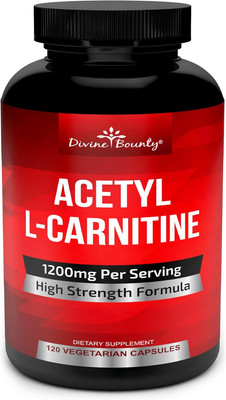 Divine Bounty Acetyl L Carnitine 1200Mg 120 Capsules Pure Nutritional Supplement