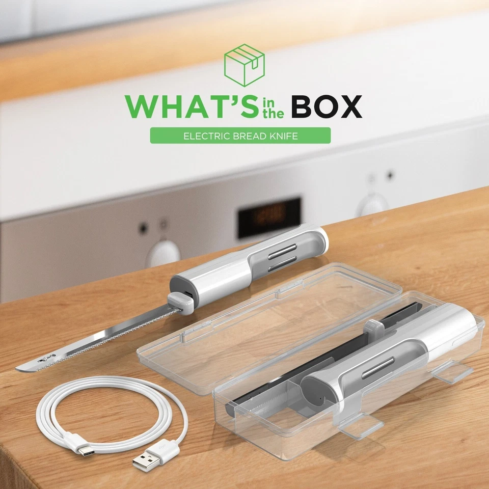 NutriChef 电动面包刀-轻质带轮廓手柄-白色和灰色 — 第 3/4 张图片