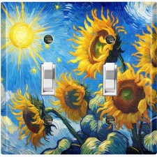 Metal Light Switch Outlet Cover Wall Plate Vibrant Sun Sunflower Decor FWR505