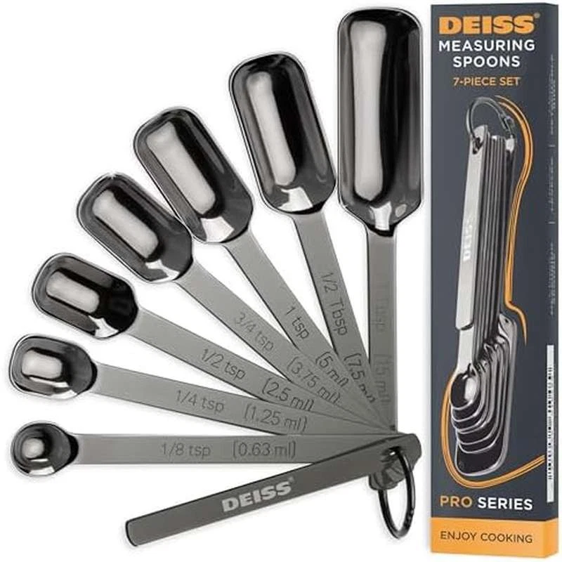 304 Stainless Steel Adjustable Measuring Spoons Set of 7 with Leveler Kitchen