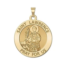 PicturesOnGold.com Saint Lawrence of Rome Religious Medal in Yellow Gold Plat...