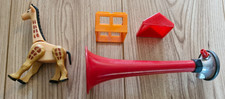 RARE VINTAGE ITEMS BUNDLE Fisher Price Giraffe, house, air horn - maybe for car?