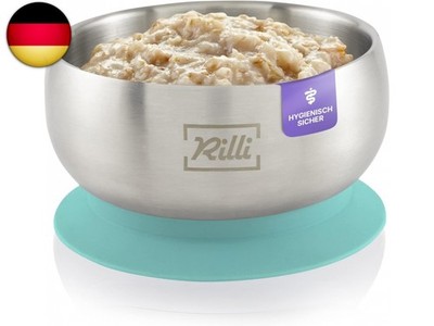 Rilli Saugnapf Schüssel | Obst- oder Breischale Baby | Edelstahl Schüssel mit S