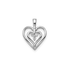 14k White Gold Double Heart Pendant Necklace Cubic Zirconia Romantic Jewelry