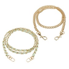 2 Pcs Purse Chain Strap, 47/24 Inch Light Gold Chain with Light Green Leather