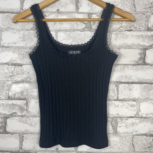 J.CREW NWT Women's Black Pointelle Tank Top XXS BZ278 - 第 1/5 張圖片
