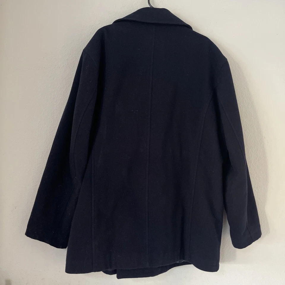 Abrigo RL Chaps Doble Pecho Chaquetón Mezcla Lana Azul Para Hombre Forro Edredón Talla XL Foto 4 de 4