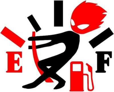 #ad Funny Car Stickers High Gas Consumption Decal Angry Boy Adjusting Fuel Gauge $14.99