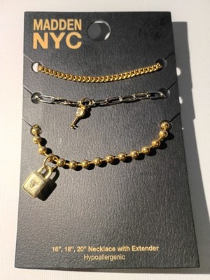 Madden NYC Lock and Key set necklace