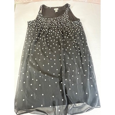 Catherines Black Polka Dot Metallic Stripe Sheer Tank Dress Plus Sz 22 24