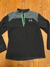 Under Armour Boys Youth Size 7 Fleece 3/4 Zip Sweatshirt kids Black  Green
