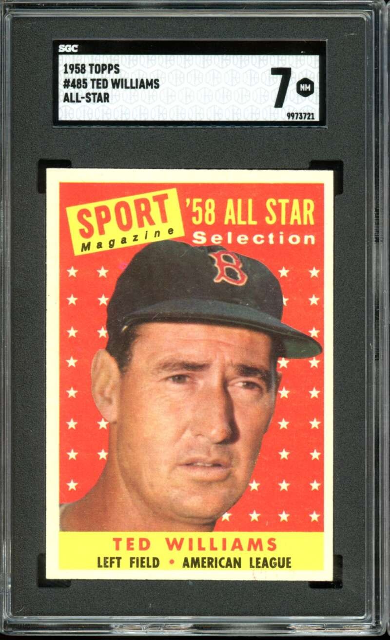 1958 Topps #485 Ted Williams AL All-Star AS Red Sox HOF a SGC 7 NM Near Mint