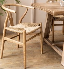 Garden Trading Set Of Two Chilthorne Wishbone Dining Chairs, Natural Ash RRP360