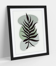 MINIMALIST LEAF GREEN BOHO STYLE DECOR FRAMED WALL ART PAPER PRINT POSTER